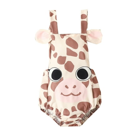 

Jdefeg Girl Outfits Boys Girls Sleeveless Deer Cartoon Dairy Cow Prints Romper Backless Clothes Preemie Baby Shirts Baby Winter Clothes Cotton Blend Brown 100