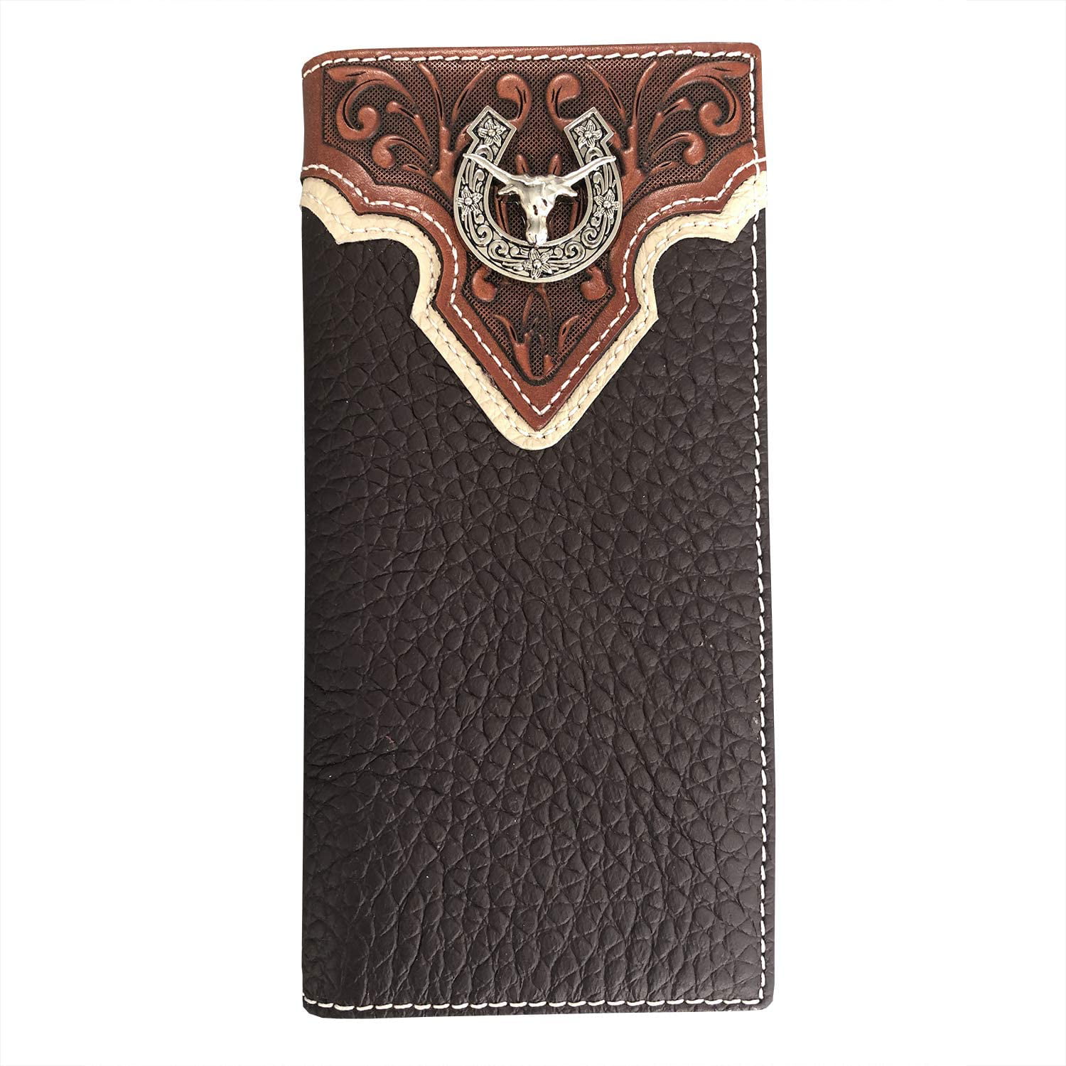 Western Cowboy Wallet Cross Genuine Leather Bi-fold Long wallet for Men