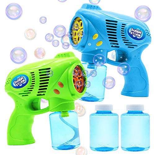 Summer Toy Bubble Guns with １ Bottles Bubble Refill Solution Birthday Gift Easter for Kids Bubble Blower for Bubble Blaster Party Favors Outdoors Activity 10 oz Total 