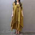 thumbnail image 5 of Black Asymmetrical Hem Maxi Dress With V-Neck And 3/4 Sleeve, 5 of 8