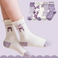 thumbnail image 2 of Zanarzt Kids Unisex Socks Children Girls Mesh Socks Breathable Soft Comfortable Cute Cartoon Character Flower Pattern Daily Walking Wear 5pcs Purple,6-8 Years, 2 of 9