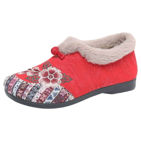 Yindaity Womens Warm Fur Lined Winter Snow Boots Waterproof Ankle Boots Outdoor Booties Comfortable Shoes for Women(Red 8)
