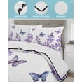 thumbnail image 3 of Full Size Quilt Bedding Set, Purple Flowers Reversible Summer Quilt 3 Pieces, Butterfly Spring Floral Watercolor Farmhouse Lightweight Bedspreads Coverlets with 2 Pillow Shams for All Seasons, 3 of 5