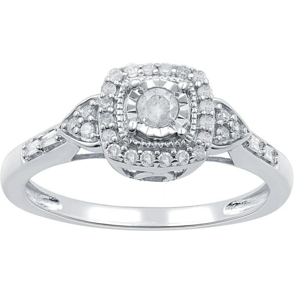 GILDED 1/4 CTW Natural Diamond Heart Shaped Ring with Miracle Plating, Sterling Silver, Size 4 to 10, Elegant & Ethical Jewelry for Women, Gift Box Included, Ideal for Anniversaries & Gifts