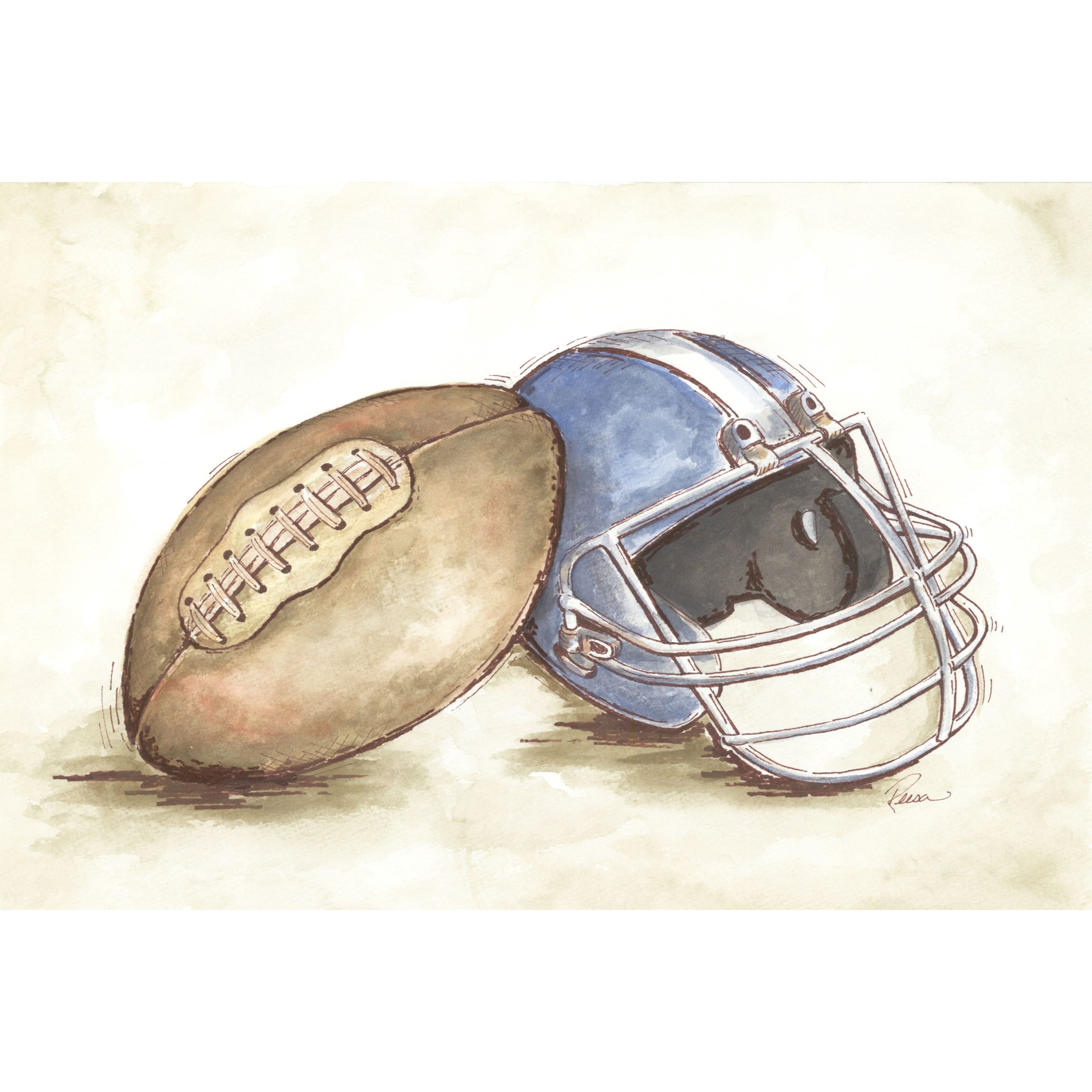 "Football Gear" by Reesa Qualia Painting Print on Wrapped Canvas