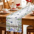 thumbnail image 5 of Spring Purple Flowers Table Runner - 90 Inch Long Farmhouse Leaves Fences Gray Wood Cotton and Linen Blended Dress Scarves Farmhouse Table Runner for Kitchen Dining, Coffee Table, 13" x 90", 5 of 8