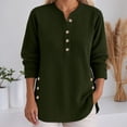 thumbnail image 2 of Womens Shirts Tops Long Sleeve Corduroy Oversized Casual Button Up Tunic Sweat Loose Side Split Pullover Women Tees Blouses Green 3XL, 2 of 5