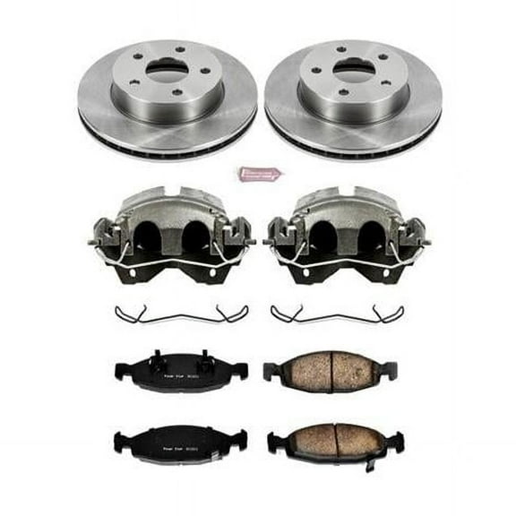 PowerStop Front Stock Replacement Brake Pad and Rotor Kit with Calipers Fits: JEEP Select Models KCOE2147