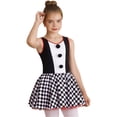 thumbnail image 3 of YEAHDOR Kids Girls Halloween Clown Carnival Performance Outfit Sleeveless Checkerboard Print Tutu Dress Black 14, 3 of 7
