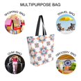 thumbnail image 7 of FORMRS Womens Canvas Tote Bag with Zipper Inner Pocket Shoulder Handbag, Blue Abstract Pattern, 7 of 7