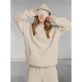 thumbnail image 4 of Women Hoodies with Eye Mask Oversized Long Sleeve Comfy Casual Basic Pullover Sweatshirts Fall Outfits Y2K Clothes Apricot Color 4XL, 4 of 7