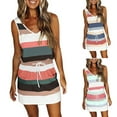 thumbnail image 6 of Lovskoo Womens Causal Summer Dress Striped Sleeveless Waist Tie Front A-Line Mini Short Sun Dresses with Pockets Pink, 6 of 6