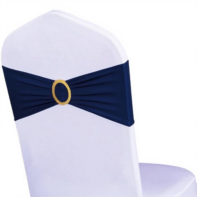 Cintas de silla WENSINL de elastano azul marino con hebillas doradas x50