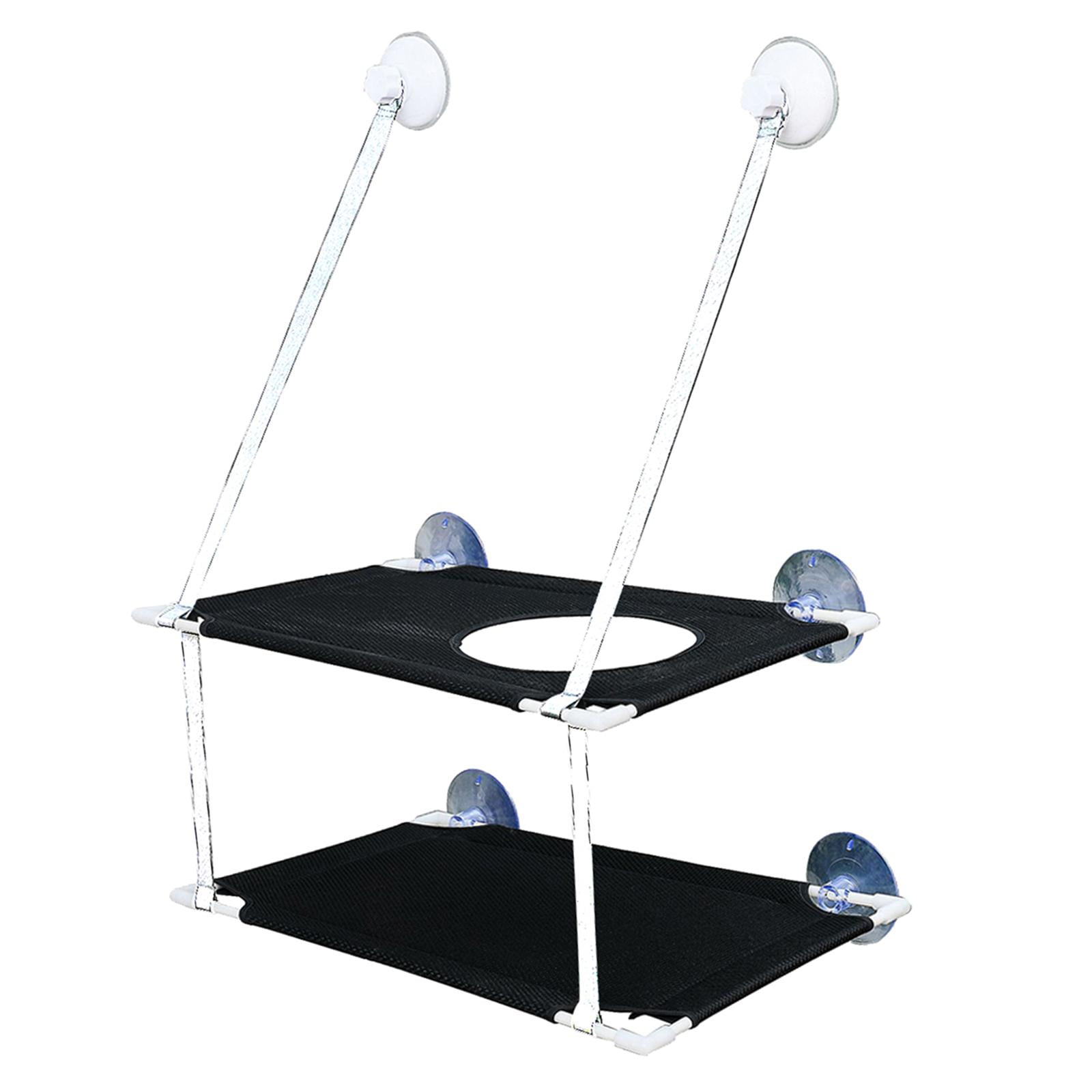 Bvdfgk Pet Cat Window Mounted Hammock Suction Cup Soft Perch Hanging Bed Shelf Bearing Black Double Layer