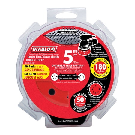 Diablo 5 in. Ceramic Blend Hook and Loop Sanding Disc 180 Grit Very Fine 50 pk