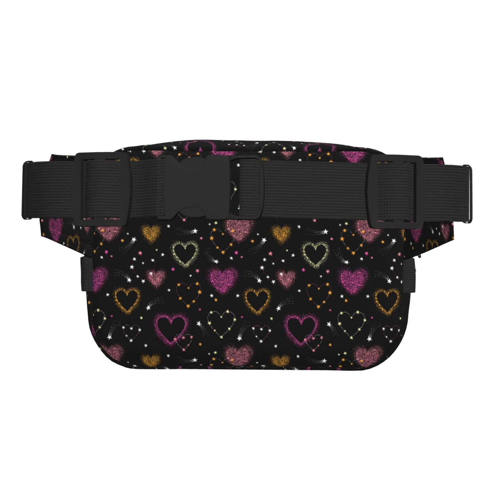 Picia Heart and Stars Print Square Double-Layer Waist Bag Mini Adjustable Waist Belt Bag Exercise Running Travel Hiking