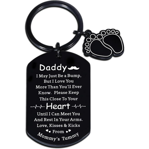 Husband Valentines Day Gifts, Gifts for Men Who Have Everything, New Dad Gifts,  Shower Gifts Footprint Keychain, Expectant Dad Gift for First Time Dad Fathers Day,  Announcement Gifts