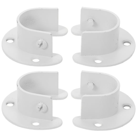 EXHUMKY 4Pcs White Stainless Steel Closet Rod Bracket U Shaped Support for Shower Curtain and Wardrobe Rods