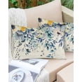 thumbnail image 6 of Pack of 2 Outdoor Pillow Covers, Blue Watercolor Flower Eucalyptus Leaves Linen Pattern Waterproof Square Throw Pillowcase Cushion Decorative Pillow Covers for Couch Patio Tent, 20x12 in, 6 of 6