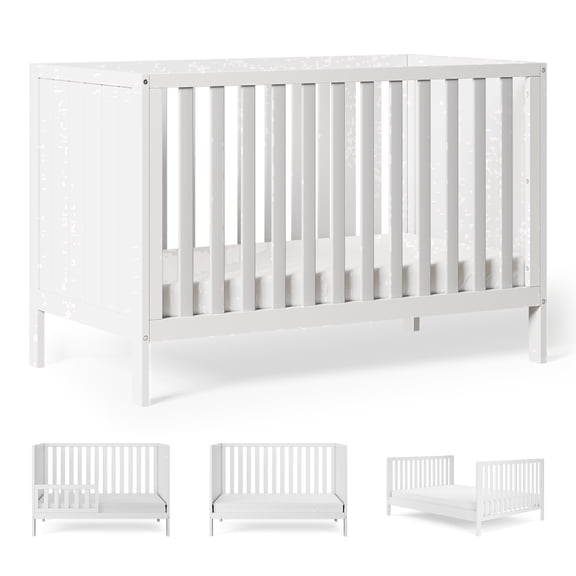 HARPPA Baby Crib, GREENGUARD Gold Certified Convertible Full Size Crib for Infant to Toddler, Wooden Nursery Bed with Adjustable Height