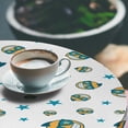 thumbnail image 2 of Ambesonne Cool Emoji Fitted Round Tablecloth, Rock Star Pattern Funny, 45"- 56" Diameter, White Mustard Sea Blue, 2 of 4