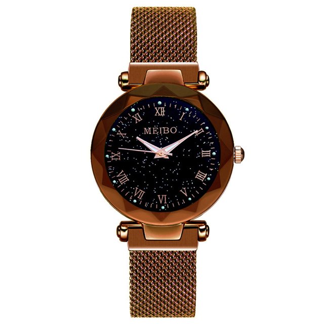Reloj de pulsera con hebilla magnética literal pequeña para mujer, moderno y sencillo, con trémolo y luminoso