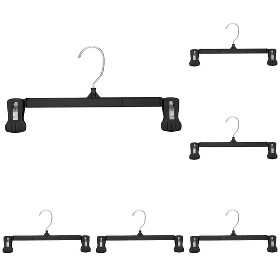 Plastic Pants & Skirt Hangers With Clips,Plastic Closet Hangers for Shorts, Shirts, Jeans, Dresses, Slacks, Coats, Clothes, Clothing,Black Plastic Bottom Hanger,Pants Hangers With Clips,Black 5PCS