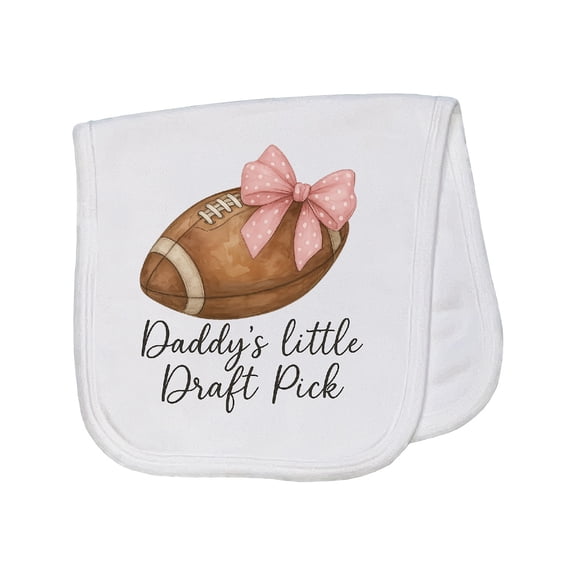 Inktastic Daddy's Little Draft Pick Football Pink Bow Baby Burp Cloth