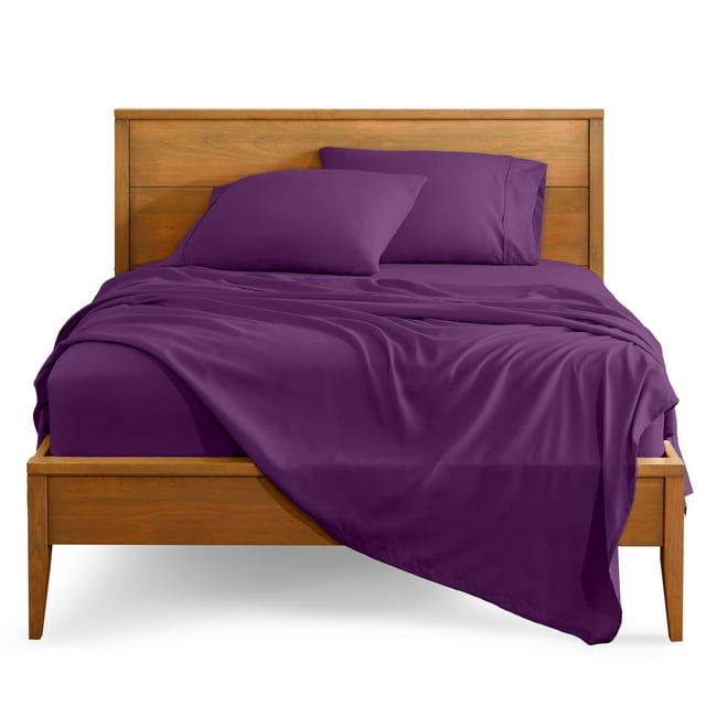 Bare Home Premium 1800 Collection 5-Piece Bed Sheet Set, Split King, Plum