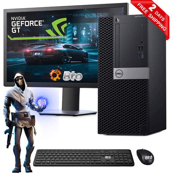 Restored Gaming Dell XE3 Computer Tower Core i5 8th Gen., 8GB Ram, 500GB HDD, NVIDIA GT 1030, 19" LCD, Keyboard and Mouse, Wi-Fi, Win10 Home Desktop PC (Refurbished)