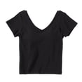 thumbnail image 4 of Aobny Womens Pajamas Cotton Tops Only Build-in-Bra Pajama Shirt Short Sleeve V-Neck Cute Womens Pajamas,Black,XL, 4 of 5