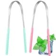 thumbnail image 1 of Raspador de lengua (2 colores), aliento fresco, limpiador de lengua de acero inoxidable, raspadores de lengua de metal 100% libres de BPA para adultos, niños, familia, viajes, hogar, oficina Namotu XYWJ012, 1 of 7