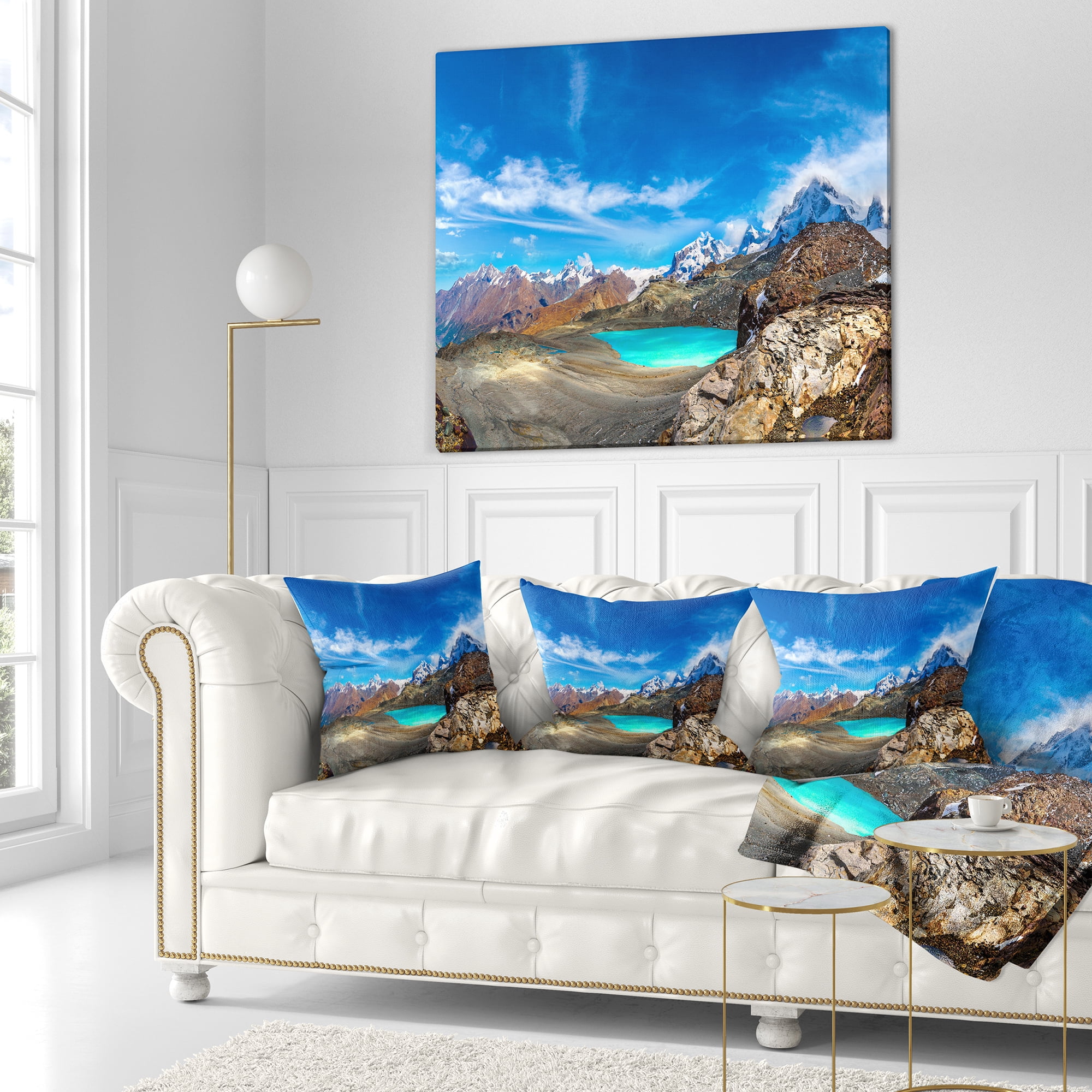 Designart Enchanting Swiss Alps Mountains - Landscape Printed Throw Pillow - 16x16