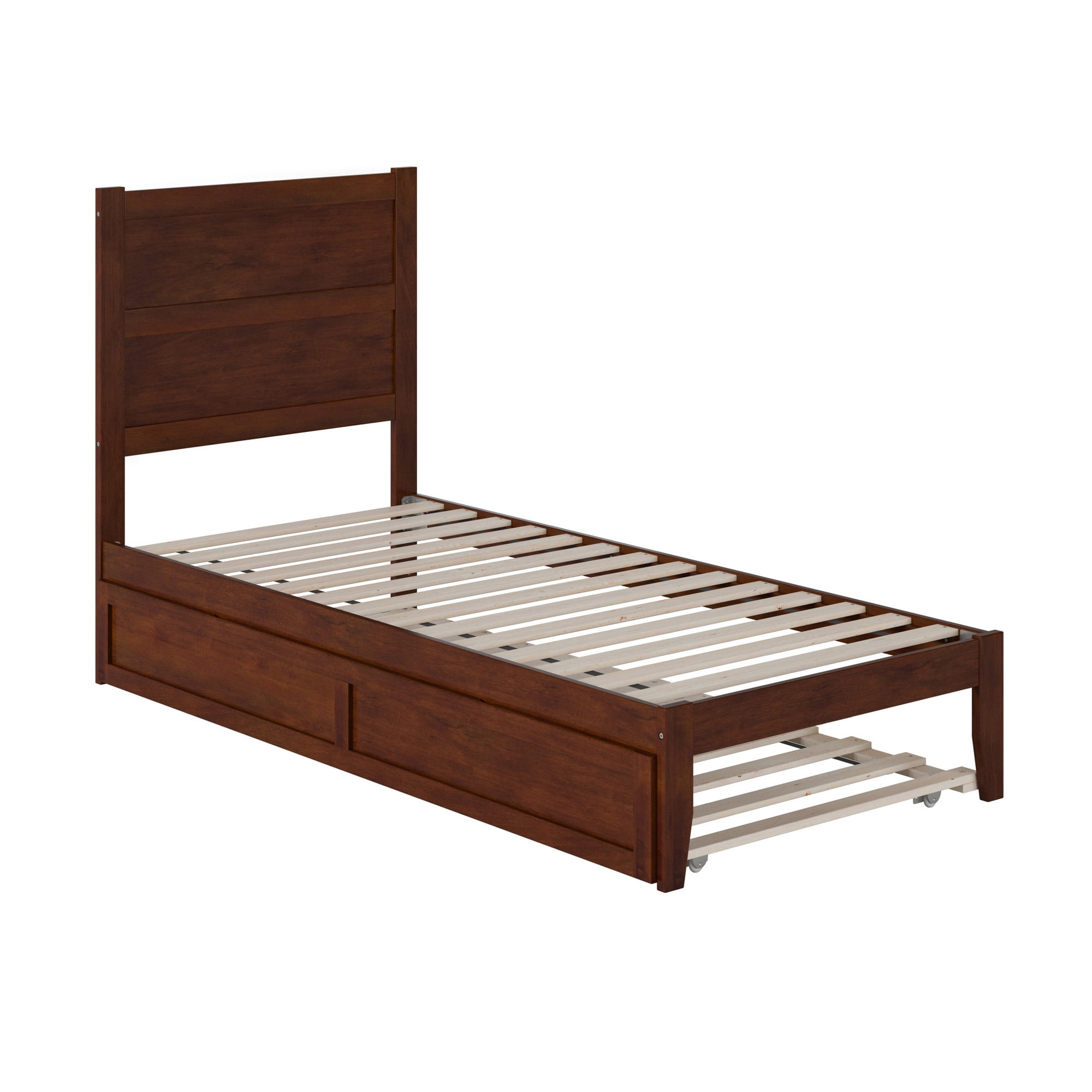 AFI NoHo 14" Twin XL Wood Platform Bed Frame with Twin XL Trundle, Walnut