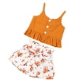 thumbnail image 1 of 2Pcs Kids Clothes Outfit Girl Printed Shorts Girl Summer Outfit Baby Pants Ruffle Top Button Vest, 110cm, 1 of 7