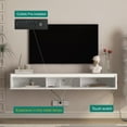 thumbnail image 3 of Aukfa Floating TV Stand for TVs up to 75",Wall Mounted TV Shelf High Gloss TV Cabinet with Led Lights & Power Outlet,White, 3 of 7