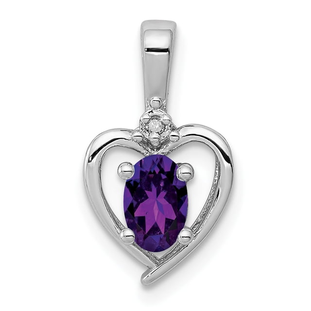 925 Sterling Silver Amethyst Diamond Necklace Charm Pendant Birthstone February