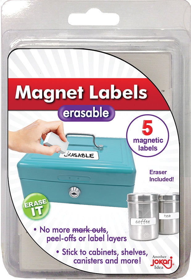 Jokari 4 x 1 Inch Erasable Labels Kit with 5 Labels, Sticks to