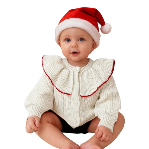 Glisme Girl Christmas Sweater Round Neck Long Sleeve Knit Cardigan Xmas Pullovers Winter Wear Adorable Clothes