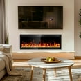 thumbnail image 2 of BREEZEHEAT 50" Narrow Bezel Linear Electric Fireplace - ETL Certified, Recessed/Wall Mount, HD Flame with Crystal, Remote & Touch, 750W/1500W (500 Sq.Ft), 8H Timer, Overheat Protection, 2 of 15