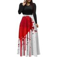 thumbnail image 1 of Dress for Women Casual,3/4 Sleeve Dress,Womens Fashion Printed Long Sleeve Round-Neck Pullover Patchwork Dress, 1 of 5