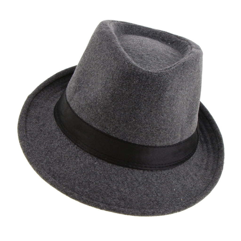 Classic Gray Wool Fedora Trilby Hat for Men Jordan Ubuy