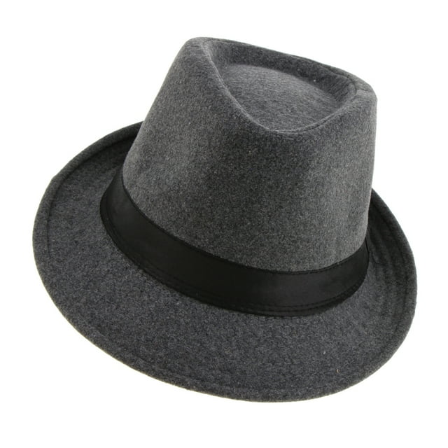 Fedora Hat Winter Manhattan Structured Wool Gangster Jazz Panama Hat Gray