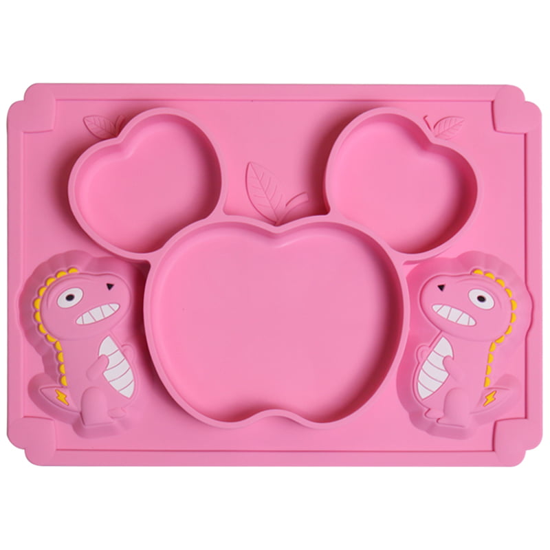 Cartoon Safe Silicone Plate Stable Bowl Toddler Infant Kids Baby Feeding Dishes 