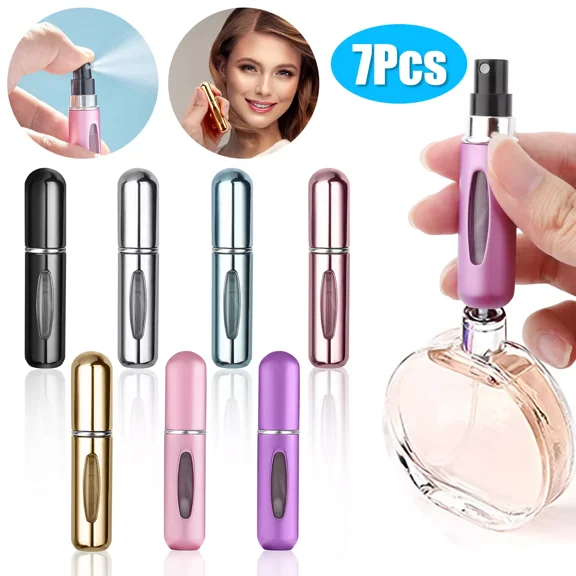 STAR- 7X Mini Refillable Travel Portable Perfume Atomizer Bottles Spray Pump Case 5Ml