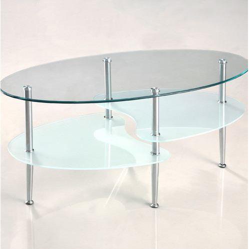 Modern Oval Glass Coffee Table With Chrome Metal Legs Walmart Com Walmart Com
