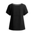 thumbnail image 6 of WHEANG 2026 Trendy Summer Tops for Women Short Sleeve Collarless Button Down Shirt Breathable Linen Crop Blouse for Women Lightweight Casual Beach Vacation Outfit Tops(Color Black Size XL), 6 of 6