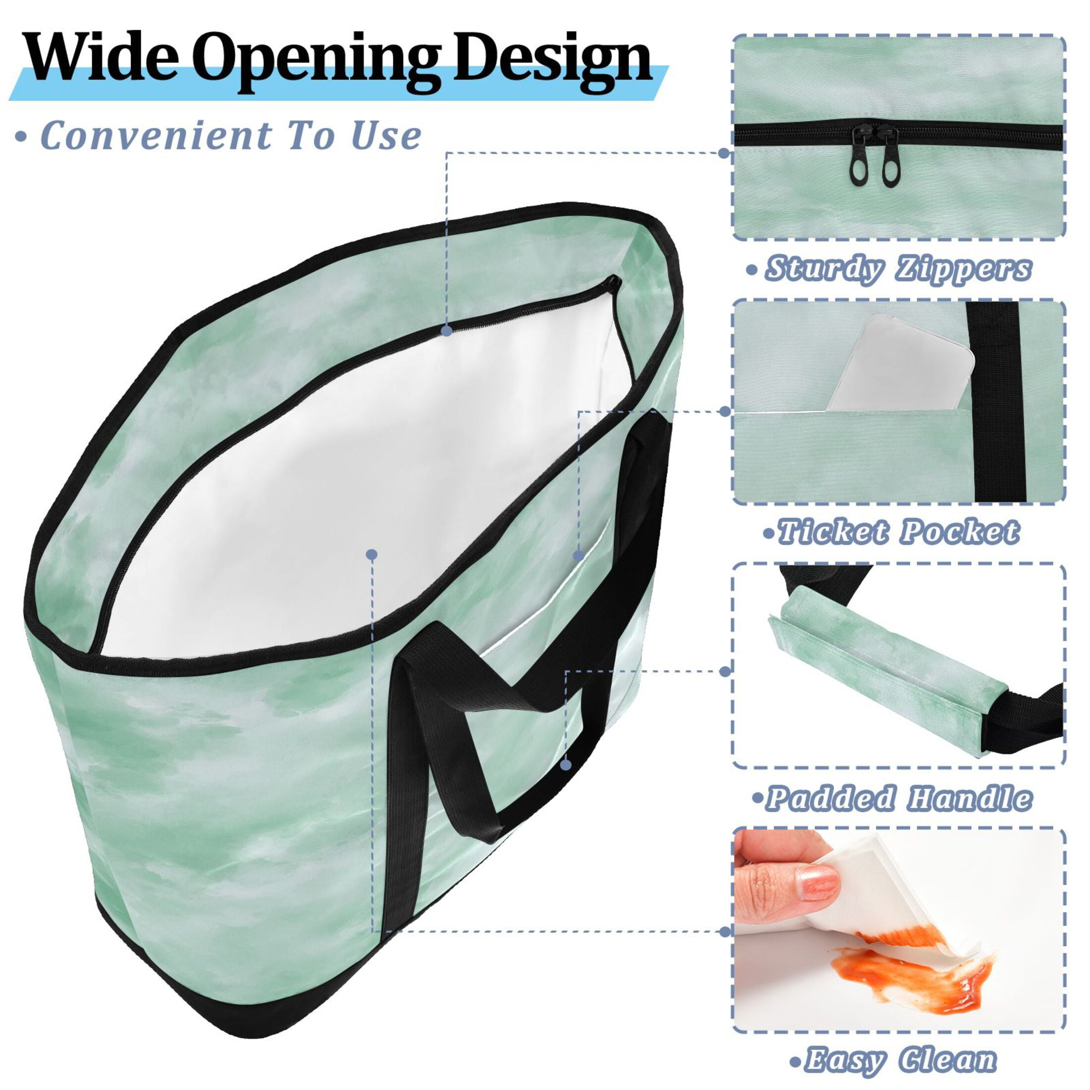 Large Hand-held Ice Pack Picnic Bag Insulation and Refrigeration Suitable for Shopping Picnics and Camping Super Cool Green