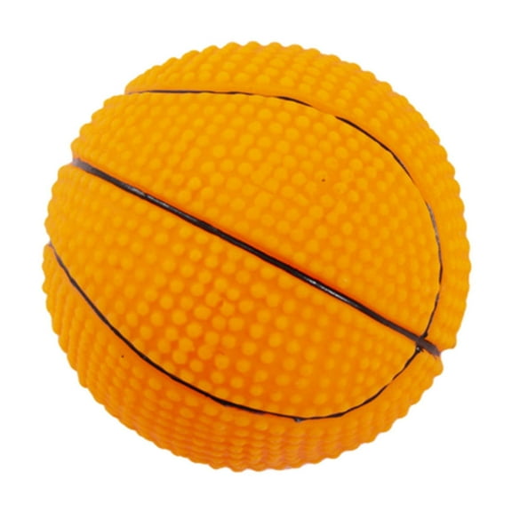 YaoZQ Latex Squeaky Dog Toy, Soft Rubber Basketball Fetch Ball for Small Dogs and Puppies, Bouncy Water Floating Toy, Orange, 2.7 inch