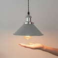 thumbnail image 3 of FSLiving 1-Pack 8.7" Industrial Vintage Metal Bulb Guard Iron Cone Hanging Ceiling Holder DIY Light Shade Decorative Replacement Lamp Shade for Pendant Light Table Lamp Wall Sconce - Chrome, 3 of 7
